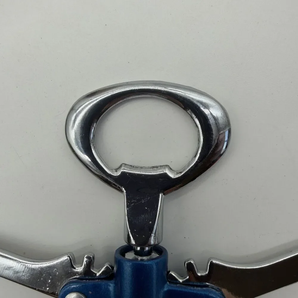Vintage Blue True Soared Winged Corkscrew with Bottle Opener - Open Spiral Worm